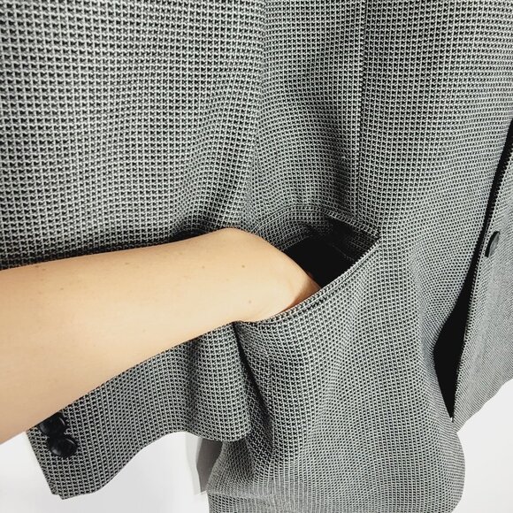 Oscar de la Renta Vintage Men's Oversized Gray Black Wool Blend Blazer Professor - Picture 4 of 14